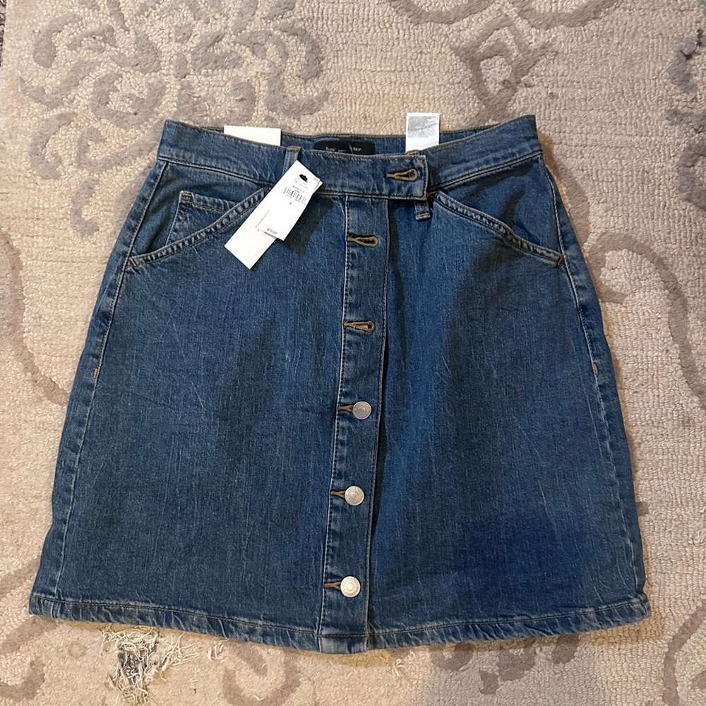 Banana Republic Dark Blue Button-Front Denim Mini Skirt